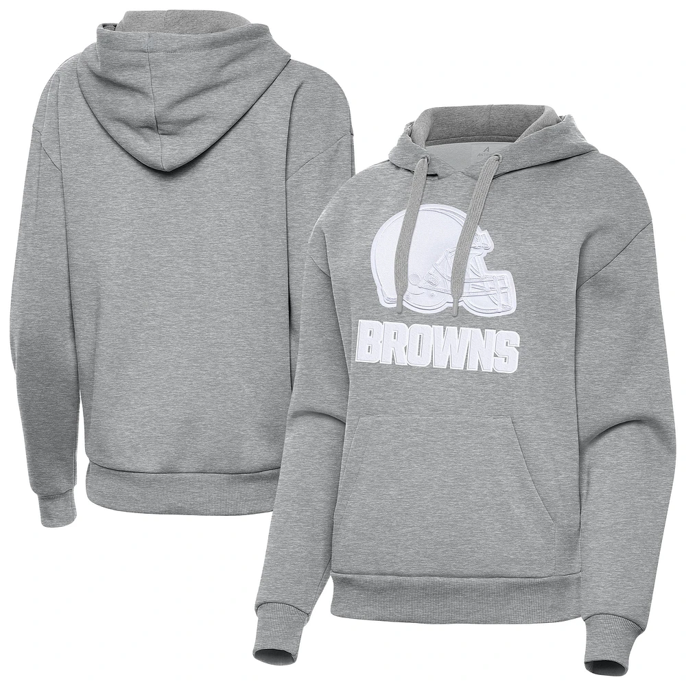 Women's Antigua Heather Gray Cleveland Browns Victory Pullover Hoodie