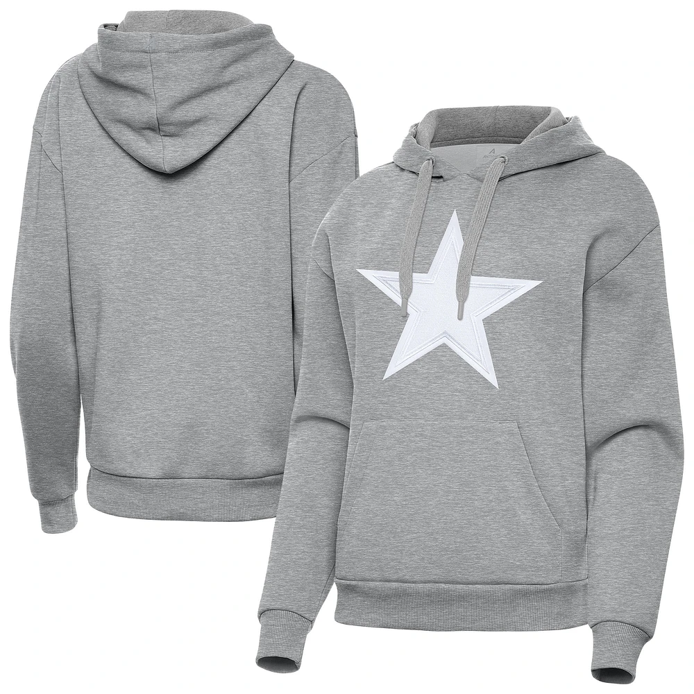 Women's Antigua Heather Gray Dallas Cowboys Victory Pullover Hoodie