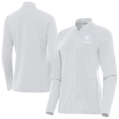 Women's Antigua White Cleveland Browns Continual Full-Zip Jacket