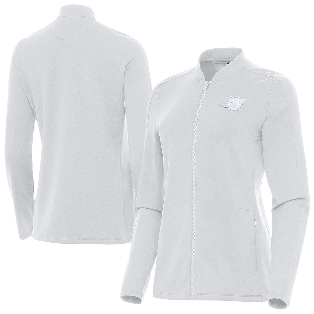 Women's Antigua White Miami Dolphins Continual Full-Zip Jacket
