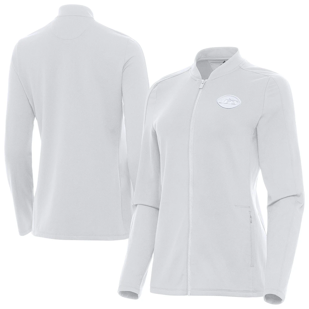 Women's Antigua White New York Jets Continual Full-Zip Jacket