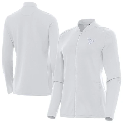 Women's Antigua White Houston Texans Continual Full-Zip Jacket