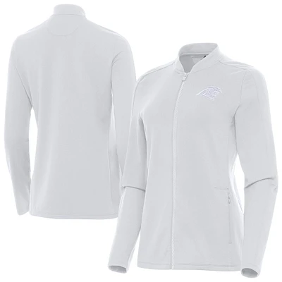 Women's Antigua White Carolina Panthers Continual Full-Zip Jacket