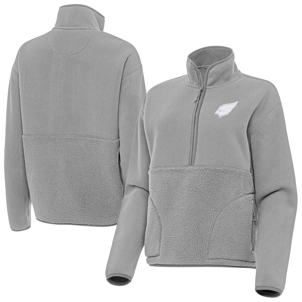 Women's Antigua Gray Arizona Cardinals Figure Half-Zip Sweatshirt