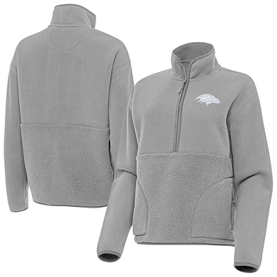 Women's Antigua Gray Baltimore Ravens Figure Half-Zip Sweatshirt