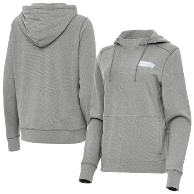 Women's Antigua Heather Gray Seattle Seahawks Justice Pullover Hoodie