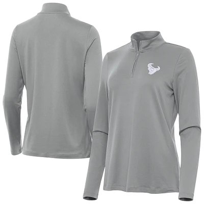 Women's Antigua Gray Houston Texans Reprocess Quarter-Zip Top