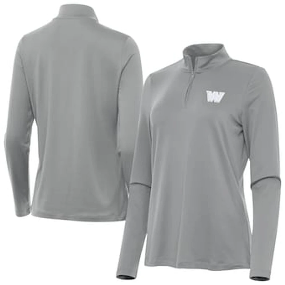 Women's Antigua Gray Washington Commanders Reprocess Quarter-Zip Top