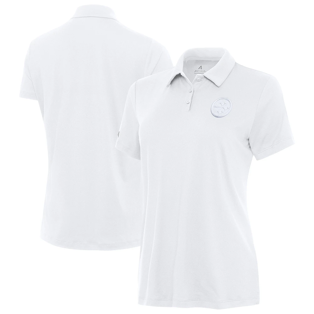 Women's Antigua White Pittsburgh Steelers Reprocess Polo