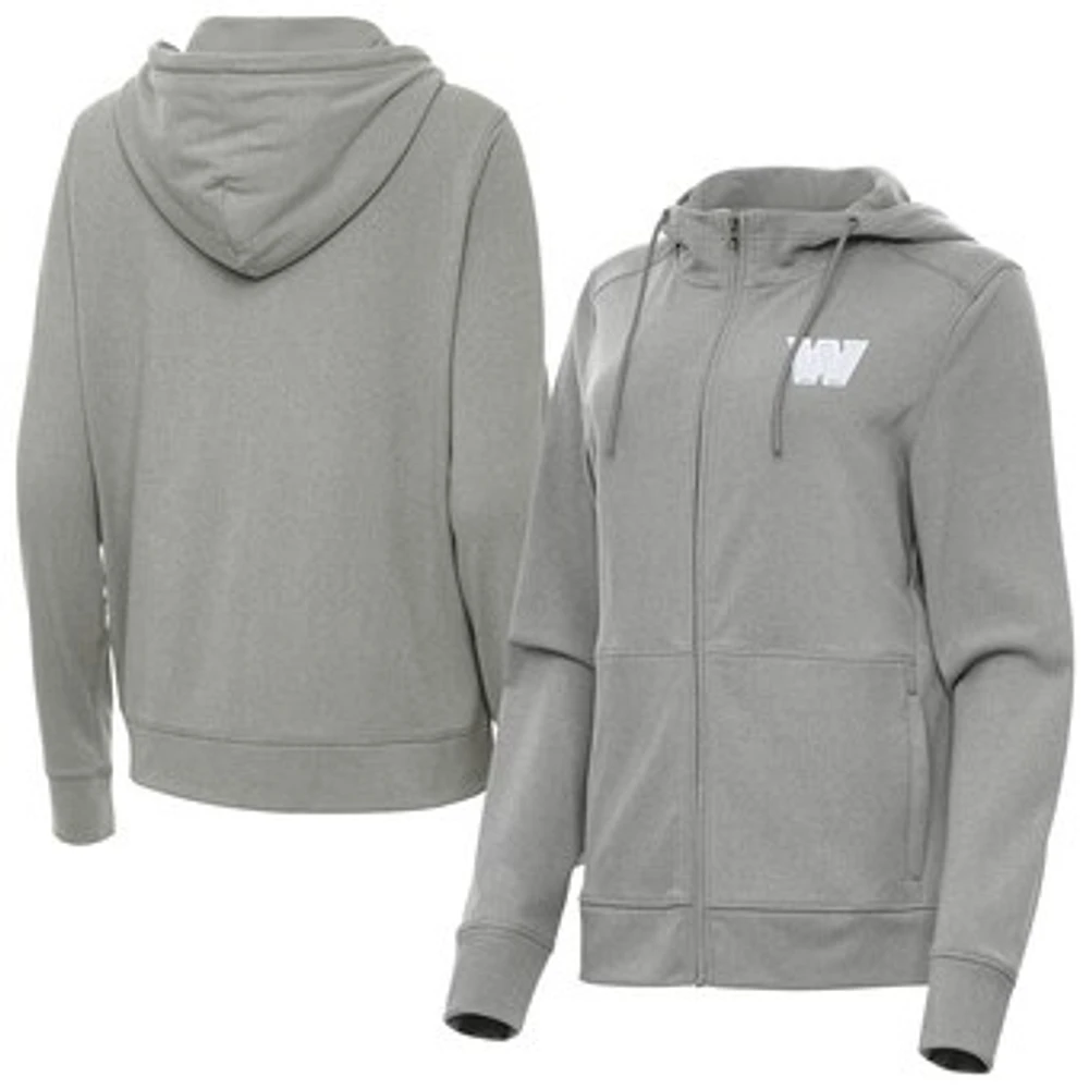 Women's Antigua Heather Gray Washington Commanders Seeker Full-Zip Hoodie Jacket