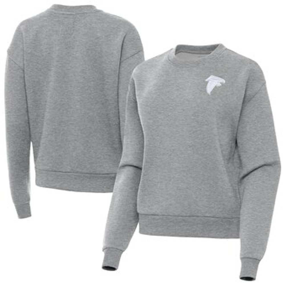 Women's Antigua Heather Gray Atlanta Falcons Victory Crew Pullover Sweatshirt