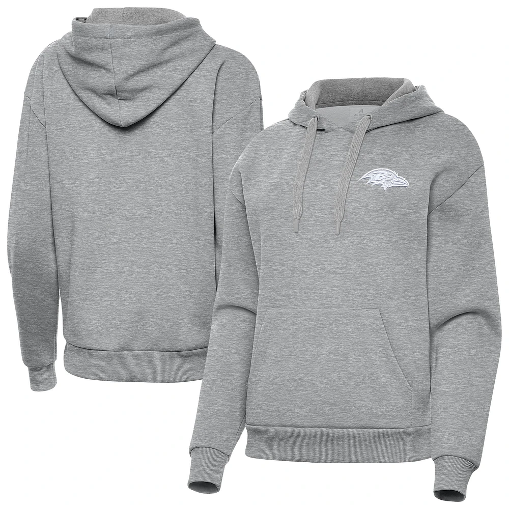 Women's Antigua Heather Gray Baltimore Ravens Victory Pullover Hoodie