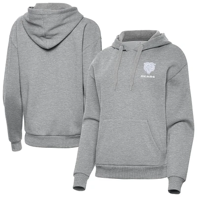 Women's Antigua  Heather Gray Chicago Bears Victory Pullover Hoodie