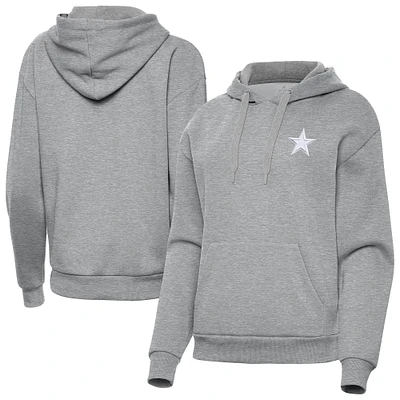 Women's Antigua  Heather Gray Dallas Cowboys Victory Pullover Hoodie