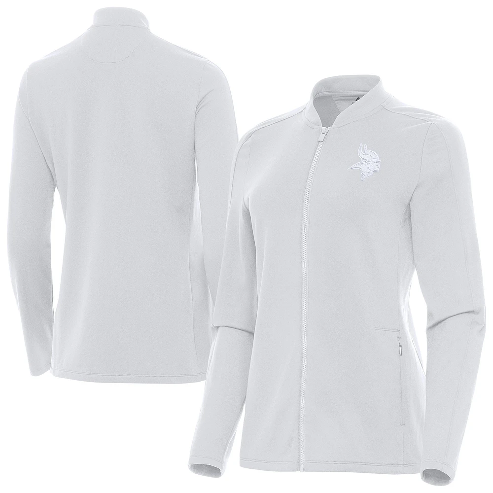 Women's Antigua White Minnesota Vikings Continual Full-Zip Jacket
