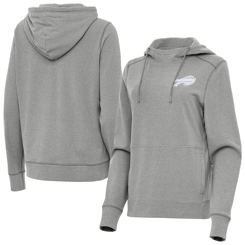 Women's Antigua Heather Gray Buffalo Bills Justice Pullover Hoodie