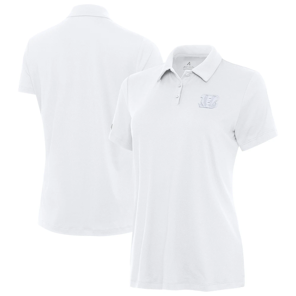 Women's Antigua White Cincinnati Bengals Reprocess Polo