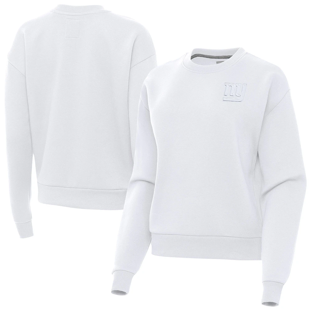 Women's Antigua White New York Giants Victory Crew Pullover Sweatshirt