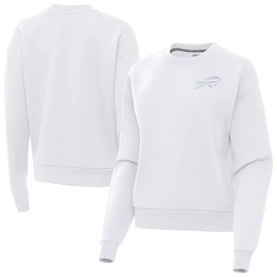 Women's Antigua White Buffalo Bills Victory Crew Pullover Sweatshirt