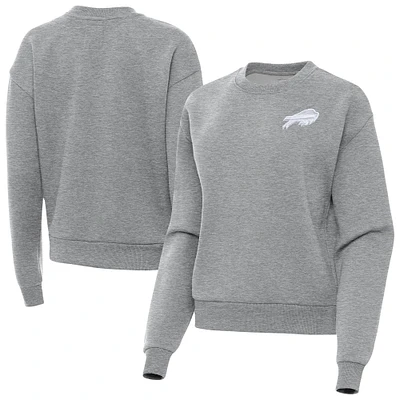 Women's Antigua  Heather Gray Buffalo Bills Victory Crew Pullover Sweatshirt