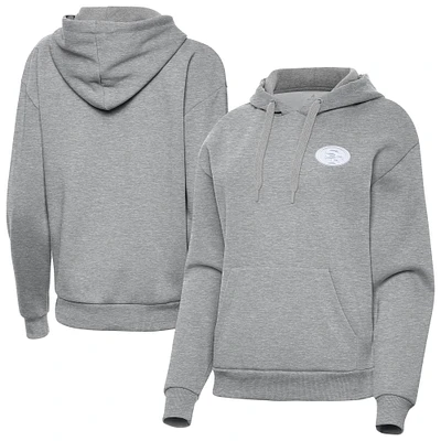 Women's Antigua  Heather Gray San Francisco 49ers Victory Pullover Hoodie