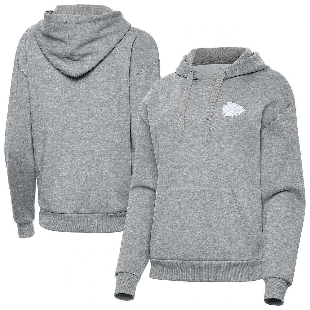 Women's Antigua Heather Gray Kansas City Chiefs Victory Pullover Hoodie