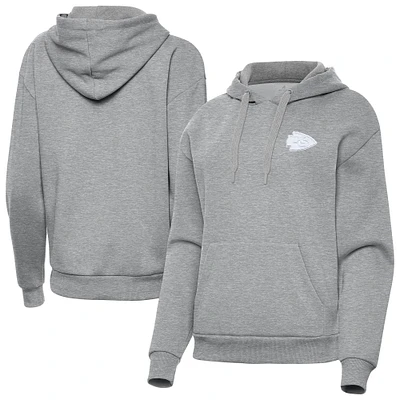Women's Antigua  Heather Gray Kansas City Chiefs Victory Pullover Hoodie