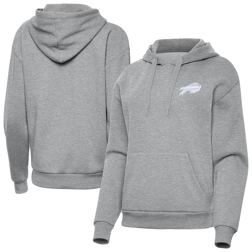 Women's Antigua Heather Gray Buffalo Bills Victory Pullover Hoodie