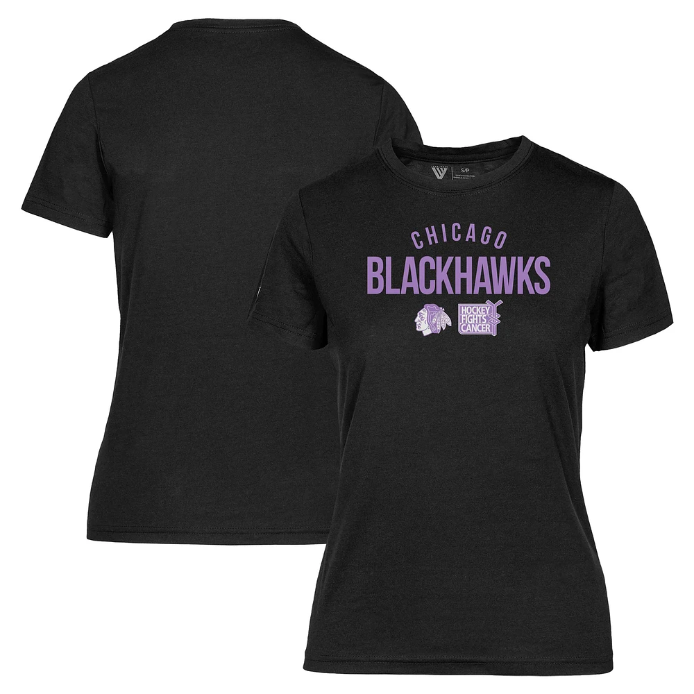 Women's Levelwear Black Chicago Blackhawks Hockey Fights Cancer Maddox Resilient T-Shirt