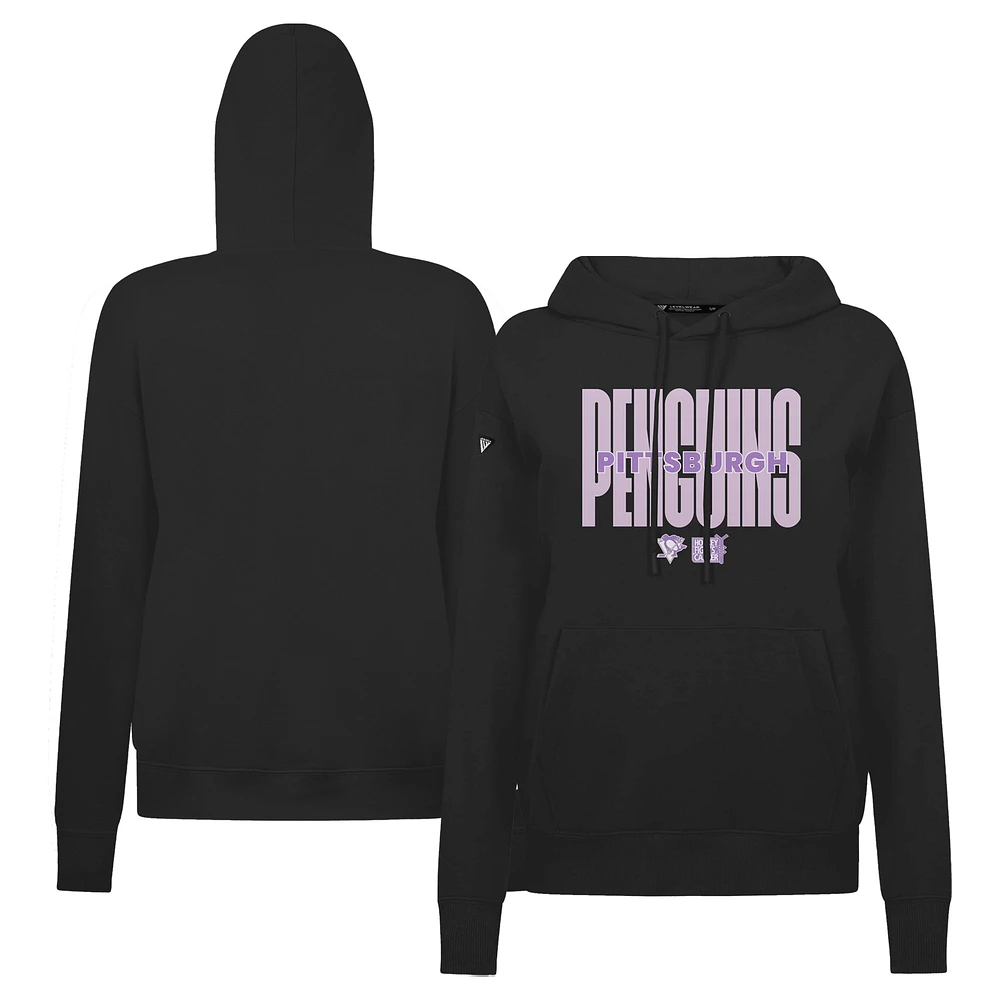 Women's Levelwear Black Pittsburgh Penguins Adorn Persevere Pullover Hoodie