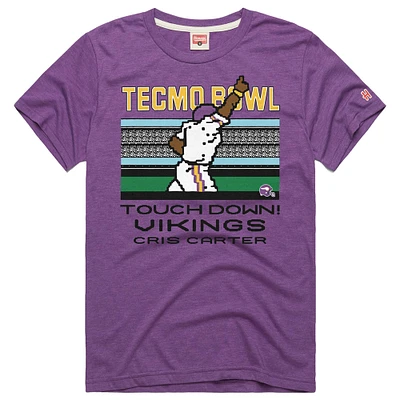 Men's Homage Cris Carter Purple Minnesota Vikings Tecmo Bowl Retired Player Graphic Tri-Blend T-Shirt
