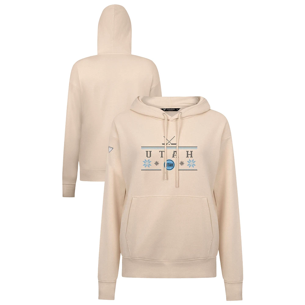 Women's Levelwear Khaki Utah Hockey Club Holiday Adorn Pullover Hoodie