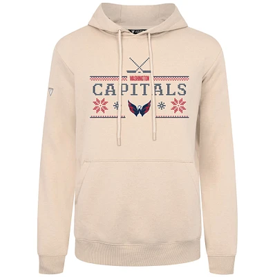 Men's Levelwear Khaki Washington Capitals Podium Holiday Pullover Hoodie