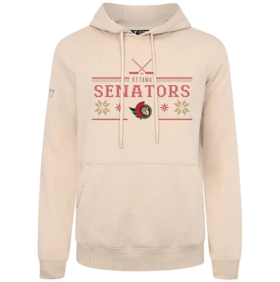 Men's Levelwear Khaki Ottawa Senators Podium Holiday Pullover Hoodie