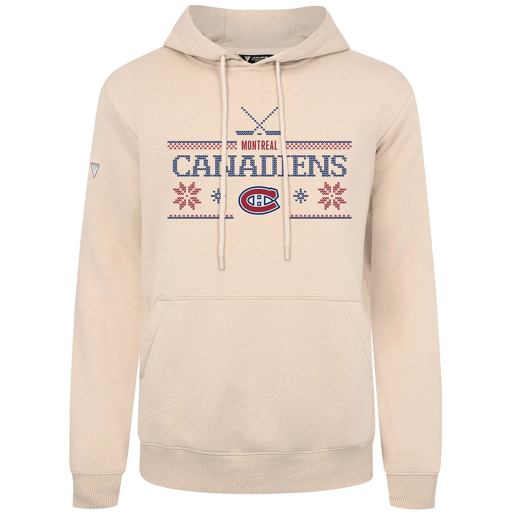 Men's Levelwear Khaki Montreal Canadiens Podium Holiday Pullover Hoodie