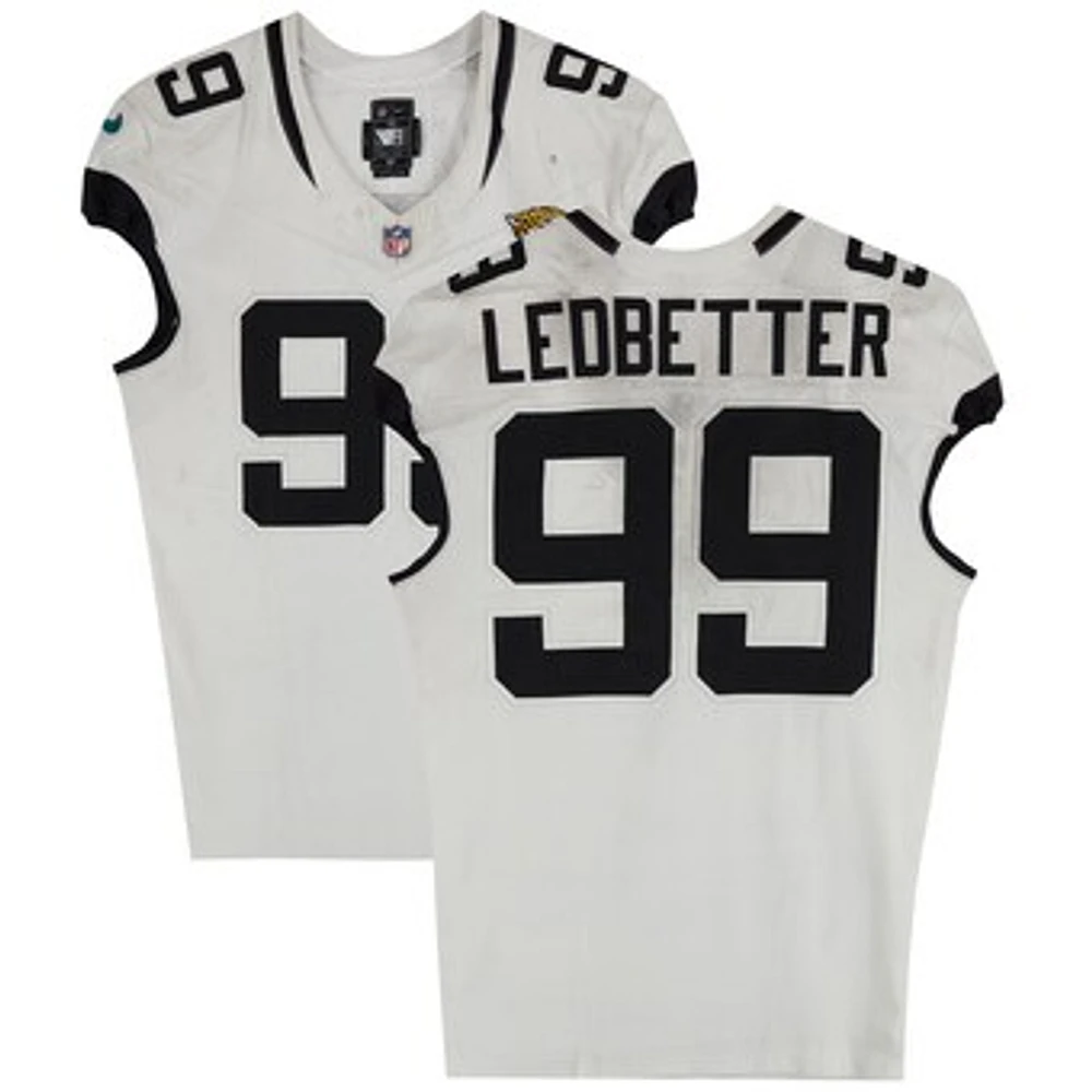 Jeremiah Ledbetter Jacksonville Jaguars Game-Used #99 White Nike Jersey vs. Buffalo Bills on September 23, 2024
