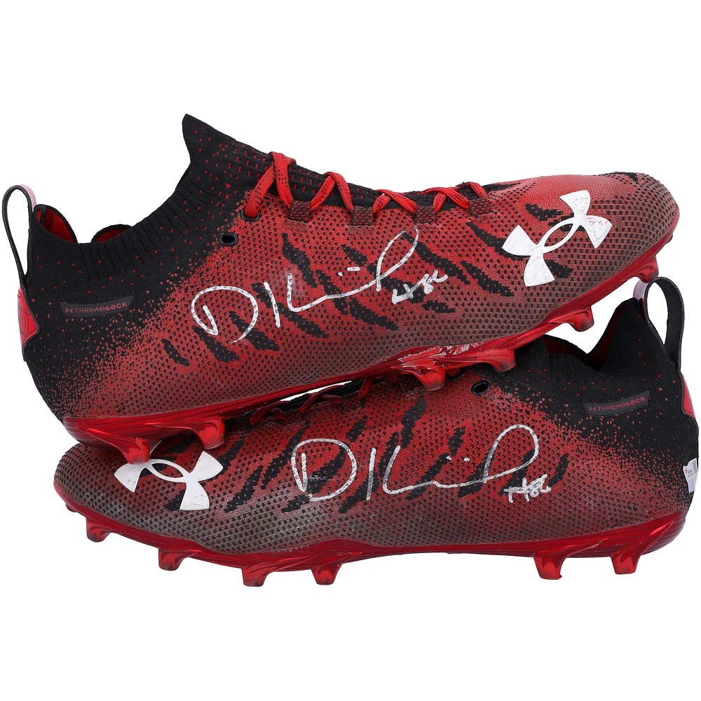 Dalton Kincaid Utah Utes Autographed Player-Worn Red/Black Under Armour Cleats from the 2020-22 NCAA Football Seasons - RG13330954-55