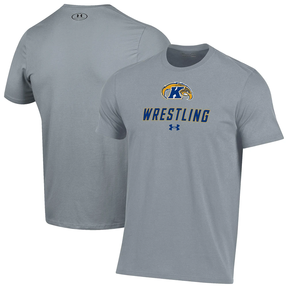 Men's Under Armour Gray Kent State Golden Flashes Wrestling Performance T-Shirt