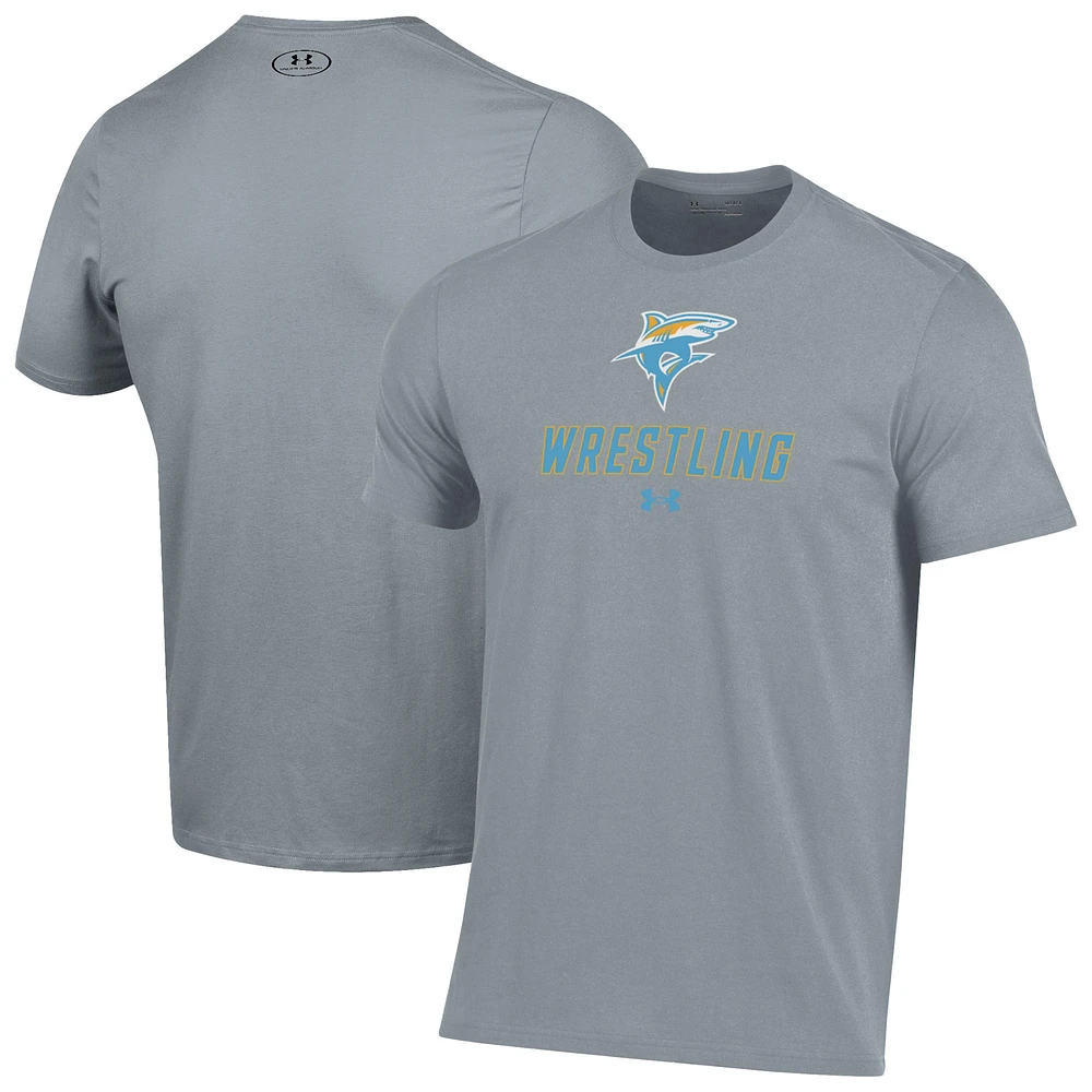 Men's Under Armour Gray LIU Sharks Wrestling Performance T-Shirt