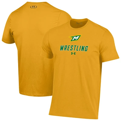 Men's Under Armour Gold McDaniel Green Terror Wrestling Performance T-Shirt