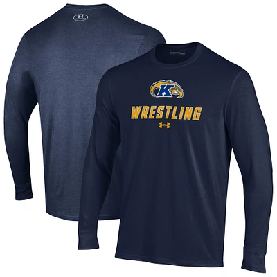 Men's Under Armour Navy Kent State Golden Flashes Wrestling Performance Long Sleeve T-Shirt