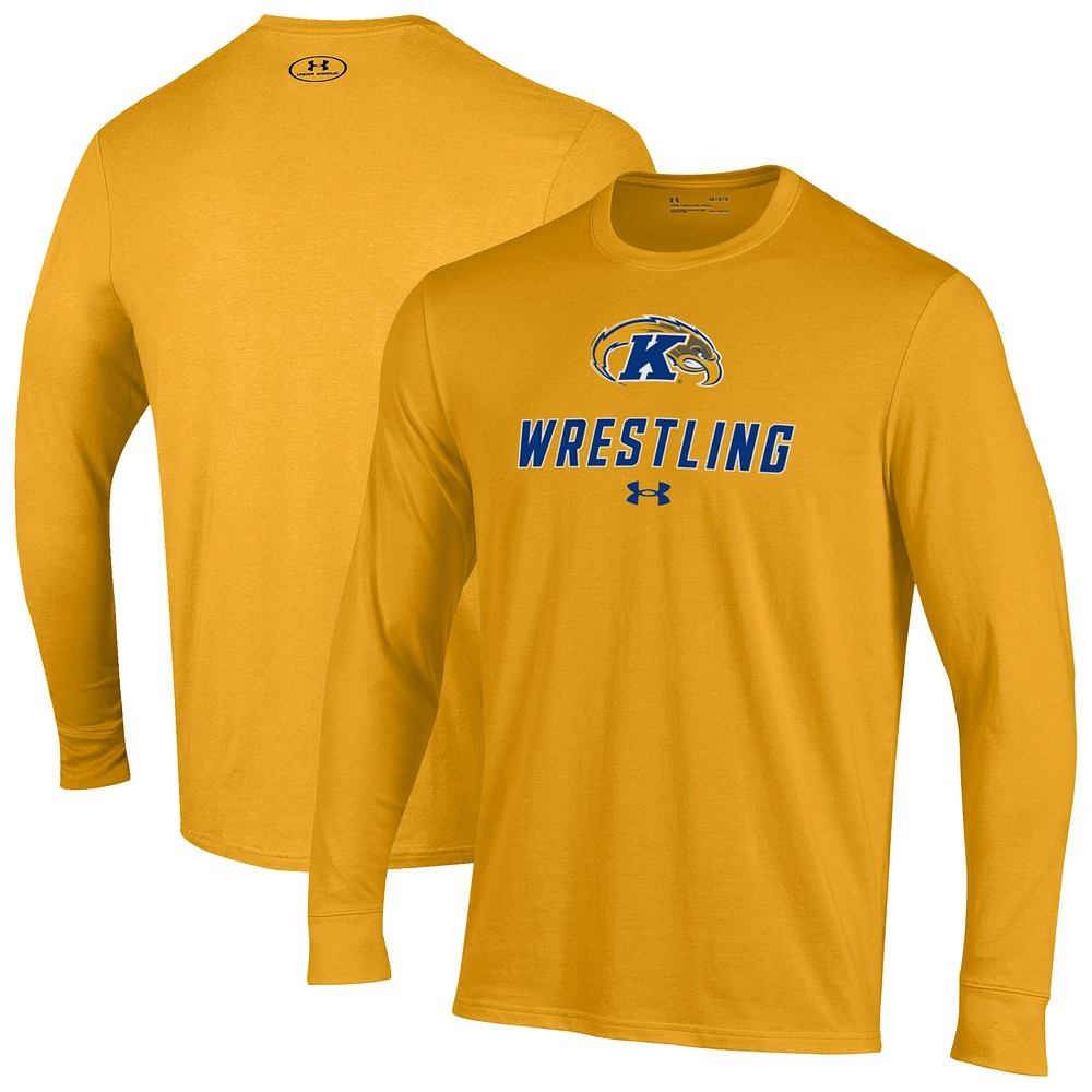 Men's Under Armour Gold Kent State Golden Flashes Wrestling Performance Long Sleeve T-Shirt