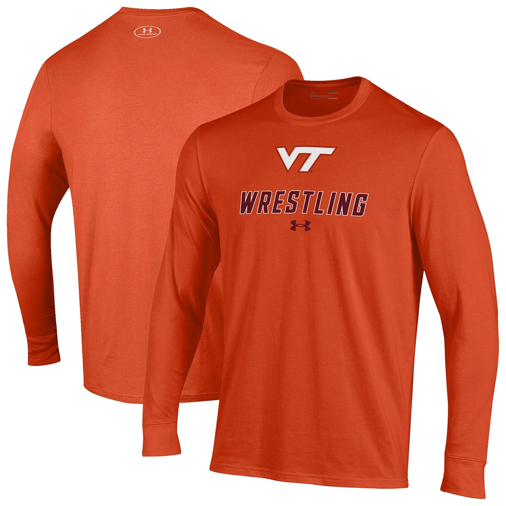 Men's Under Armour Orange Virginia Tech Hokies Wrestling Performance Long Sleeve T-Shirt