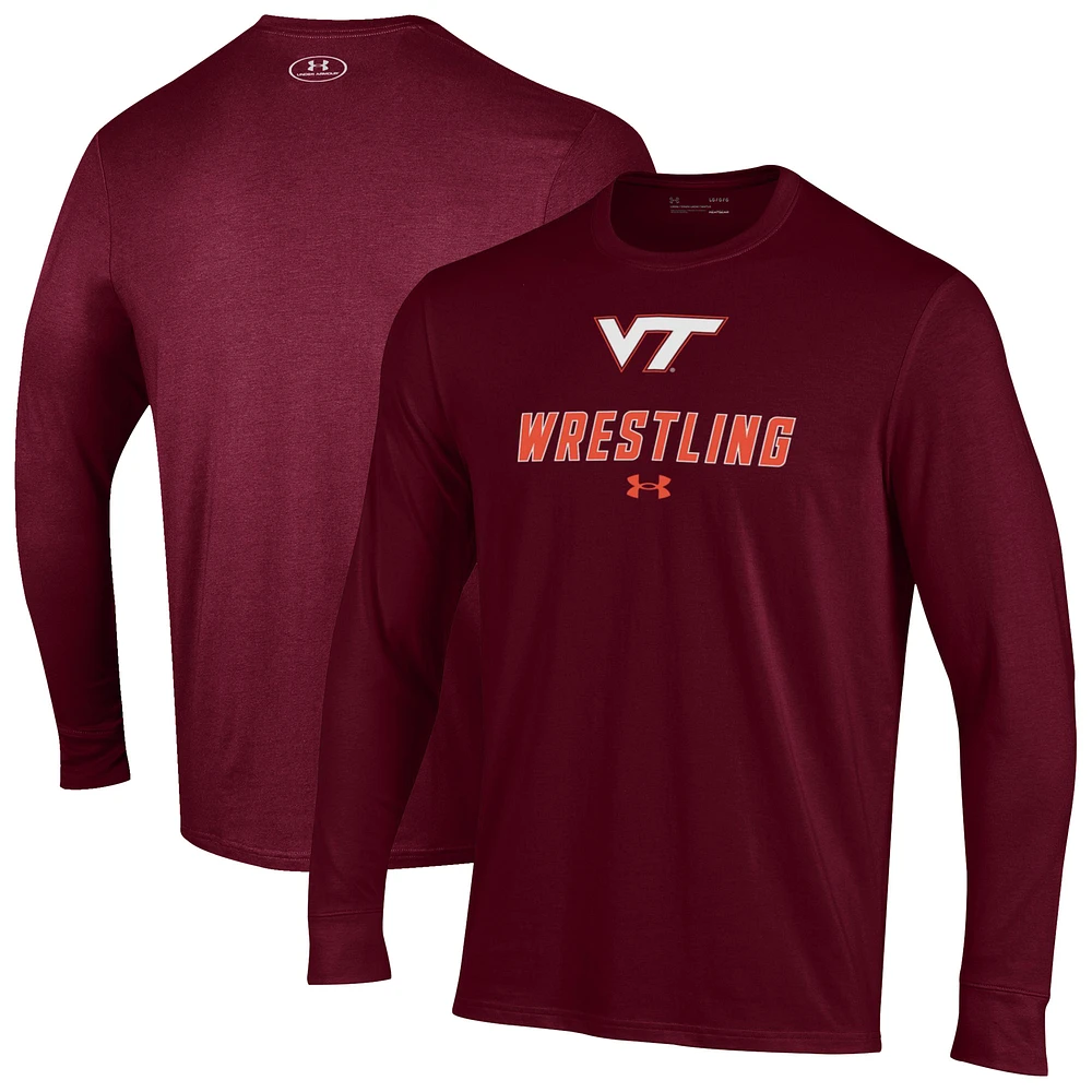 Men's Under Armour Maroon Virginia Tech Hokies Wrestling Performance Long Sleeve T-Shirt