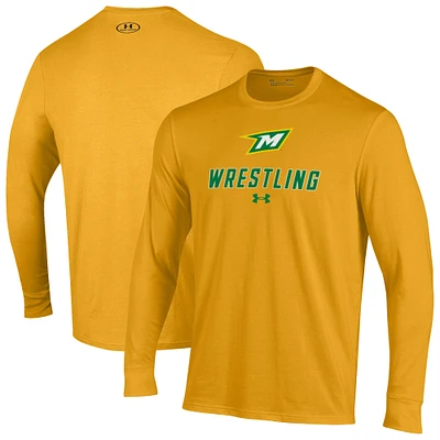 Men's Under Armour Gold McDaniel Green Terror Wrestling Performance Long Sleeve T-Shirt