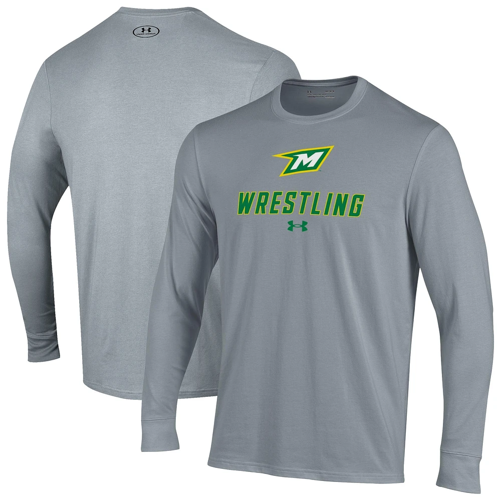 Men's Under Armour Gray McDaniel Green Terror Wrestling Performance Long Sleeve T-Shirt
