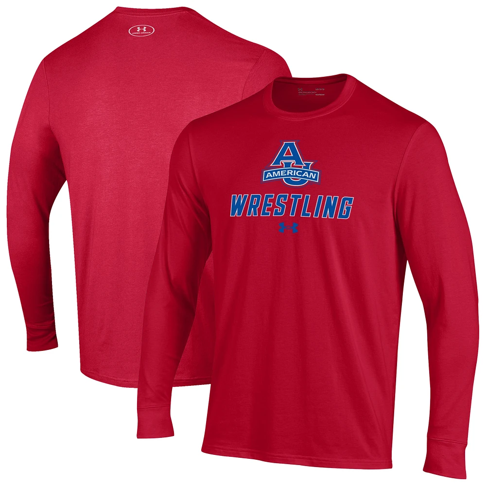 Men's Under Armour American University Eagles Wrestling Performance Long Sleeve T-Shirt