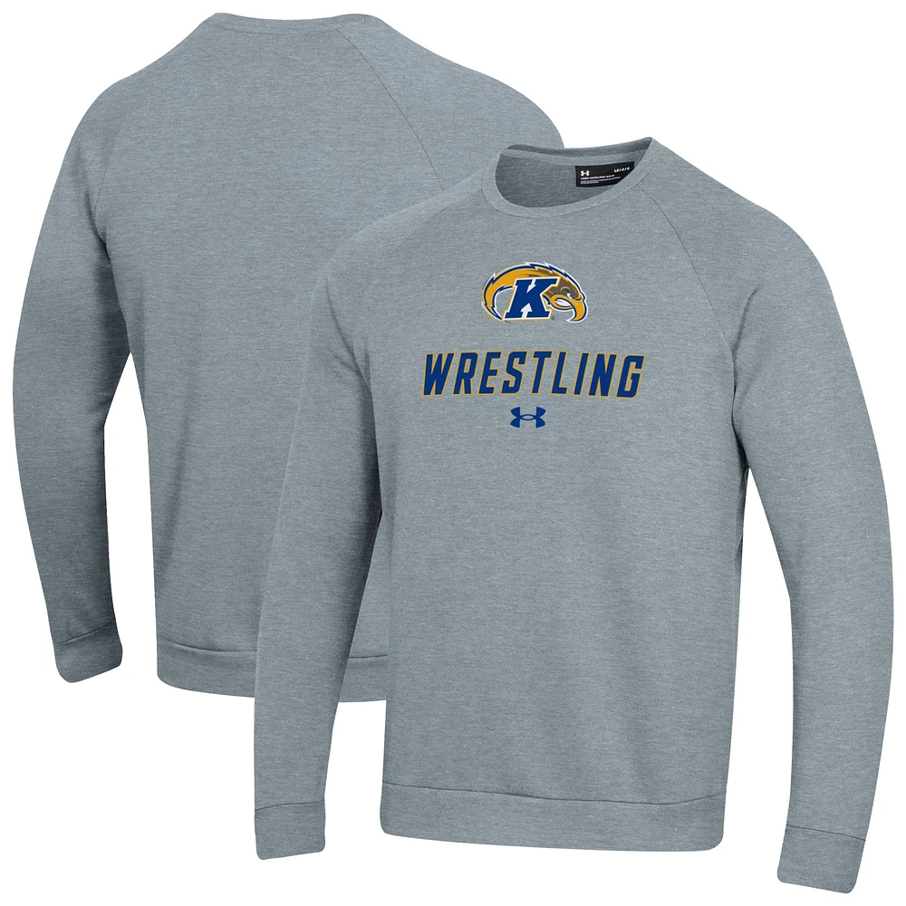 Men's Under Armour Kent State Golden Flashes Wrestling Rival Fleece Raglan Pullover Sweatshirt