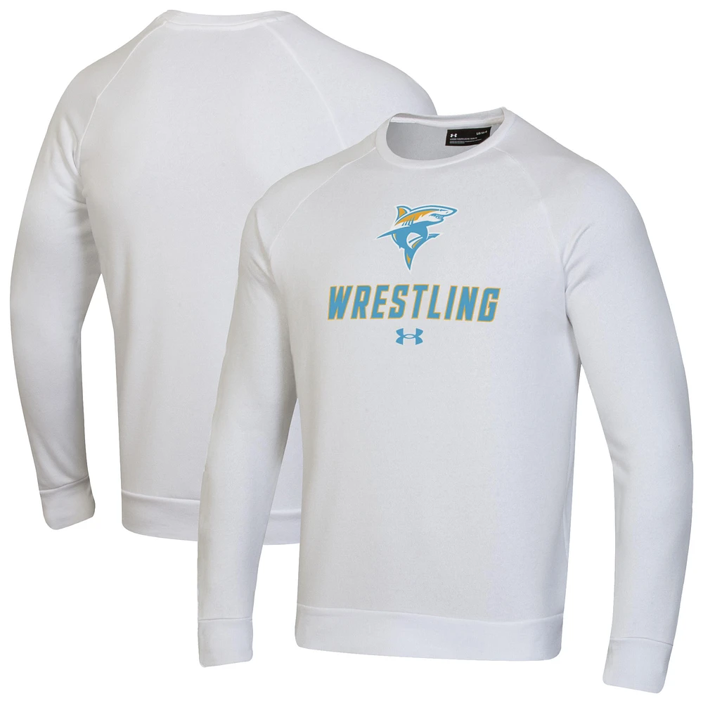 Men's Under Armour LIU Sharks Wrestling Rival Fleece Raglan Pullover Sweatshirt