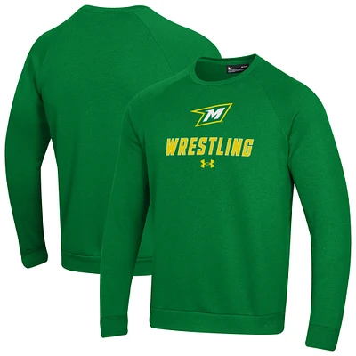 Men's Under Armour McDaniel Green Terror Wrestling Rival Fleece Raglan Pullover Sweatshirt